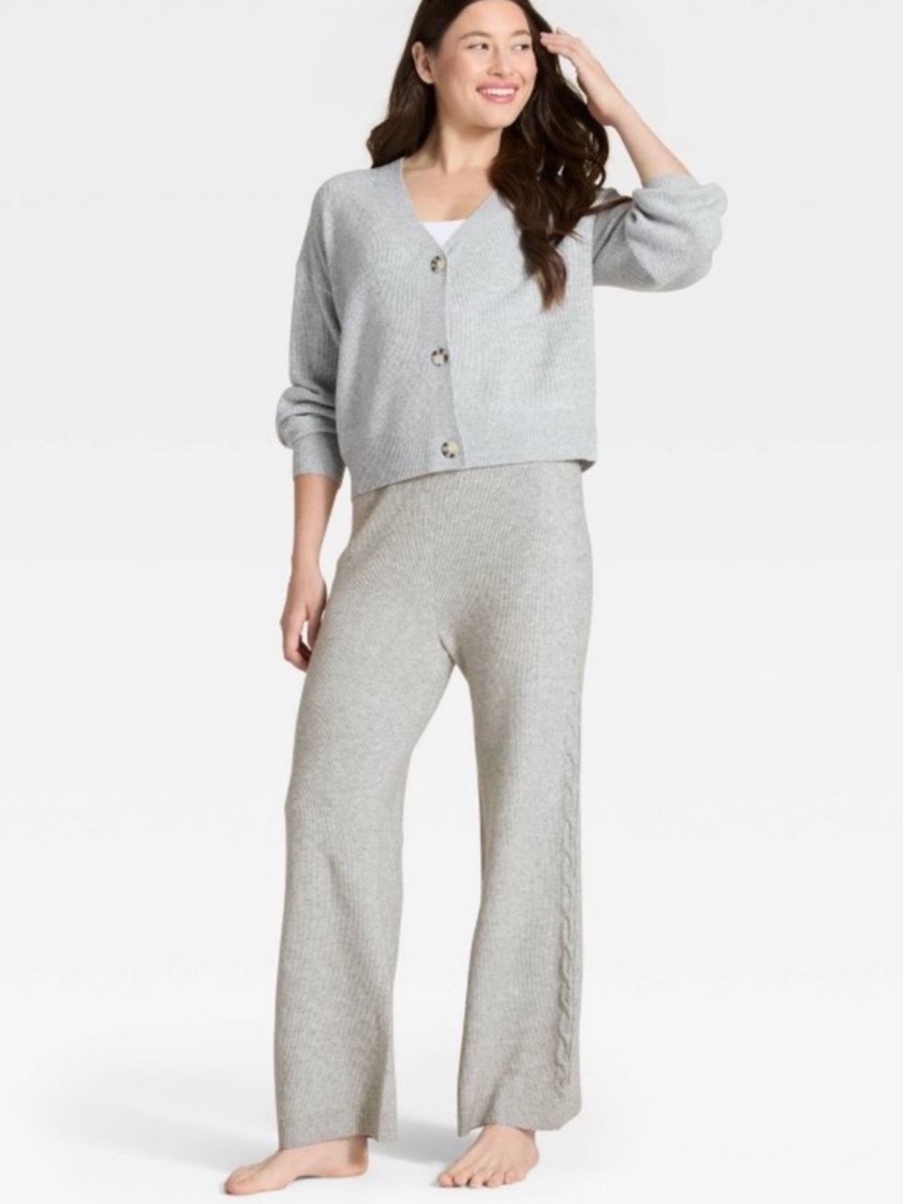 Auden Luxe Cozy Wide-Leg Cable Knit Lounge Pants Luxury Collection Women XL NWT